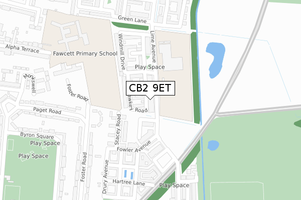 CB2 9ET map - large scale - OS Open Zoomstack (Ordnance Survey)