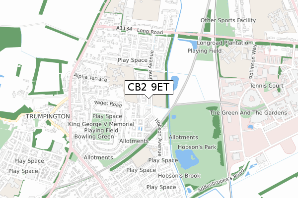 CB2 9ET map - small scale - OS Open Zoomstack (Ordnance Survey)