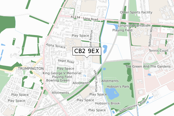 CB2 9EX map - small scale - OS Open Zoomstack (Ordnance Survey)