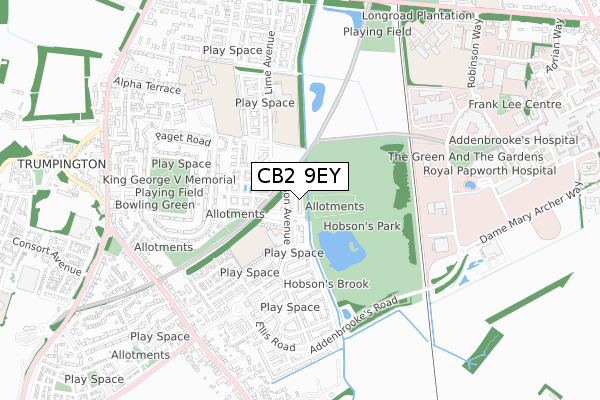 CB2 9EY map - small scale - OS Open Zoomstack (Ordnance Survey)