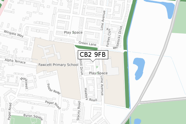 CB2 9FB map - large scale - OS Open Zoomstack (Ordnance Survey)