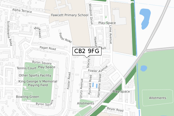 CB2 9FG map - large scale - OS Open Zoomstack (Ordnance Survey)