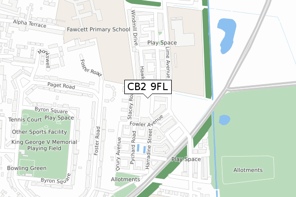 CB2 9FL map - large scale - OS Open Zoomstack (Ordnance Survey)