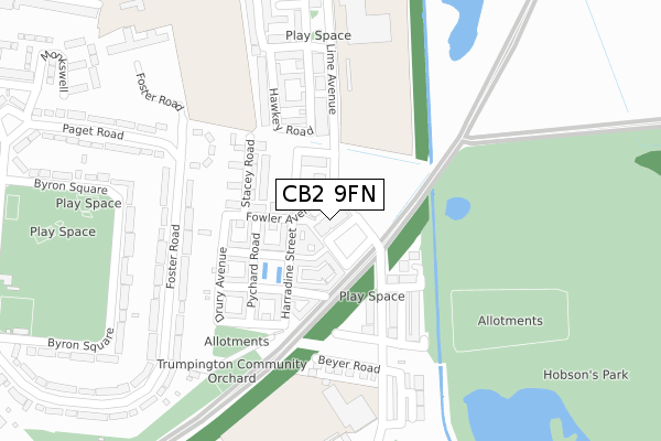 CB2 9FN map - large scale - OS Open Zoomstack (Ordnance Survey)