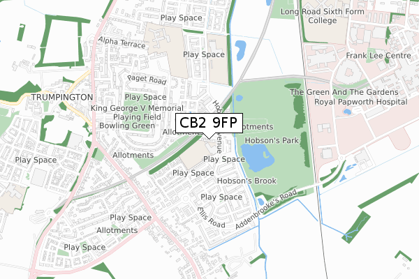 CB2 9FP map - small scale - OS Open Zoomstack (Ordnance Survey)