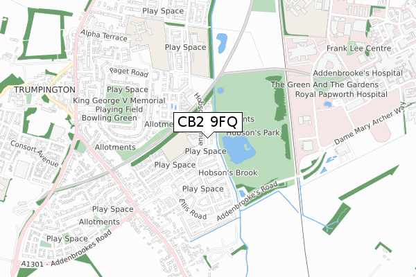 CB2 9FQ map - small scale - OS Open Zoomstack (Ordnance Survey)