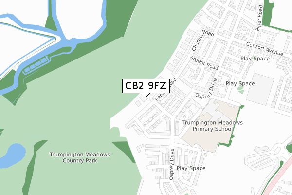 CB2 9FZ map - large scale - OS Open Zoomstack (Ordnance Survey)