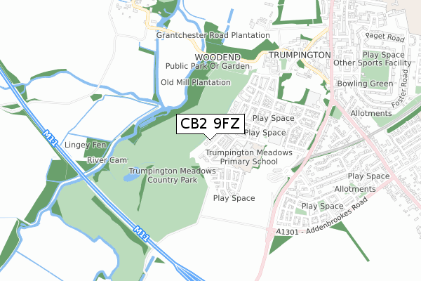 CB2 9FZ map - small scale - OS Open Zoomstack (Ordnance Survey)