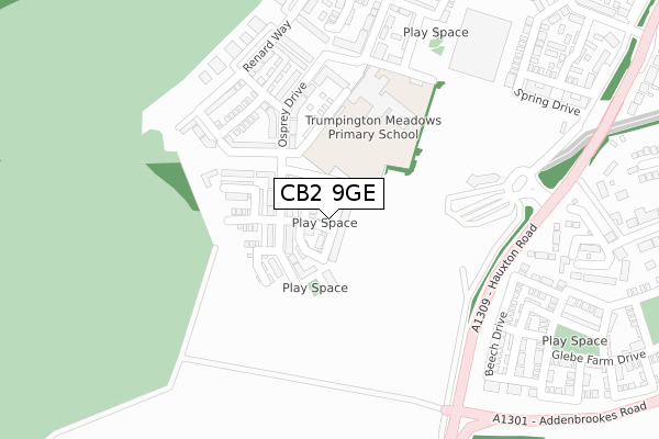 CB2 9GE map - large scale - OS Open Zoomstack (Ordnance Survey)