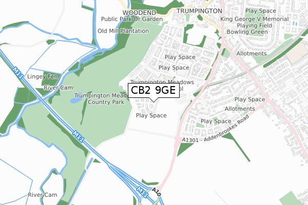 CB2 9GE map - small scale - OS Open Zoomstack (Ordnance Survey)
