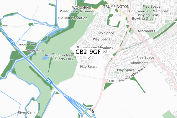 CB2 9GF map - small scale - OS Open Zoomstack (Ordnance Survey)