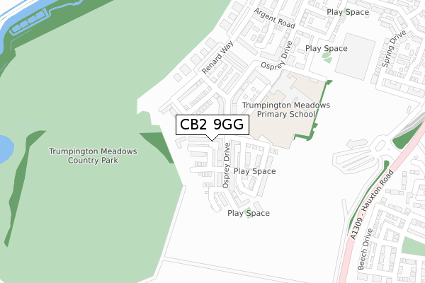 CB2 9GG map - large scale - OS Open Zoomstack (Ordnance Survey)