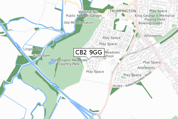 CB2 9GG map - small scale - OS Open Zoomstack (Ordnance Survey)