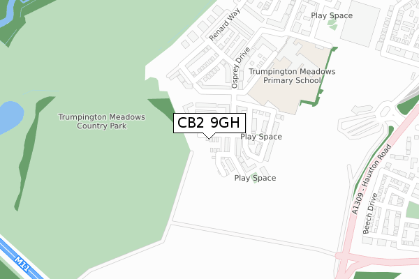 CB2 9GH map - large scale - OS Open Zoomstack (Ordnance Survey)