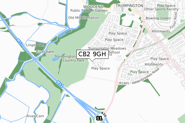 CB2 9GH map - small scale - OS Open Zoomstack (Ordnance Survey)