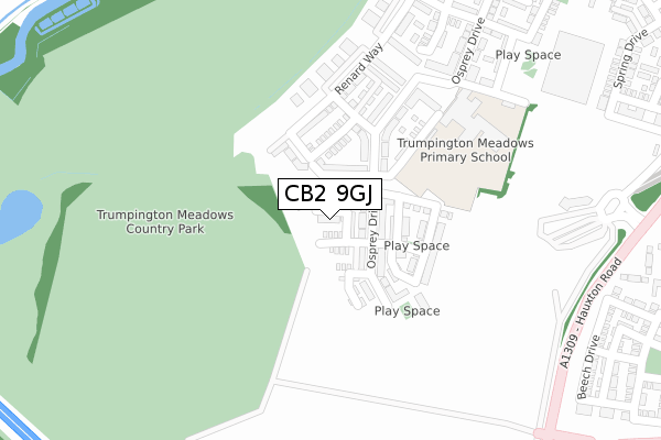 CB2 9GJ map - large scale - OS Open Zoomstack (Ordnance Survey)