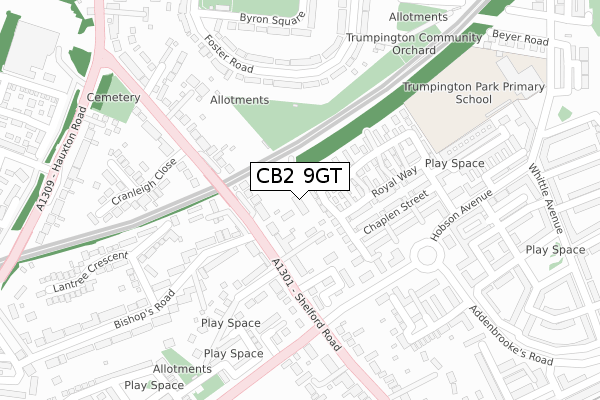 CB2 9GT map - large scale - OS Open Zoomstack (Ordnance Survey)