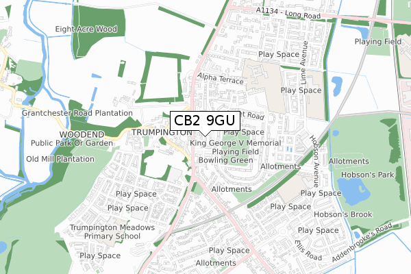 CB2 9GU map - small scale - OS Open Zoomstack (Ordnance Survey)