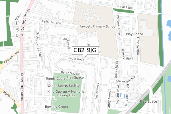 CB2 9JG map - large scale - OS Open Zoomstack (Ordnance Survey)