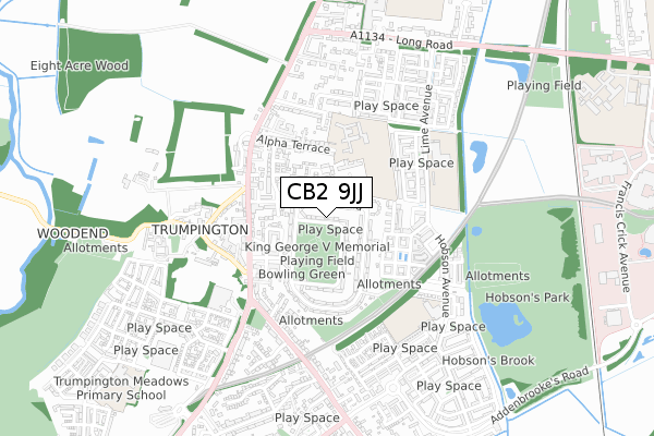 CB2 9JJ map - small scale - OS Open Zoomstack (Ordnance Survey)