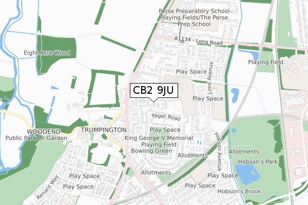 CB2 9JU map - small scale - OS Open Zoomstack (Ordnance Survey)