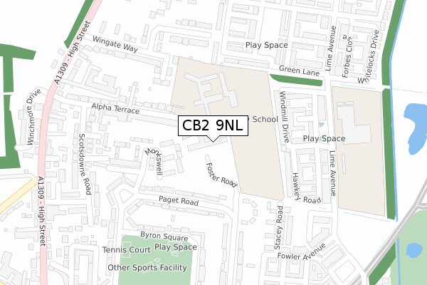 CB2 9NL map - large scale - OS Open Zoomstack (Ordnance Survey)