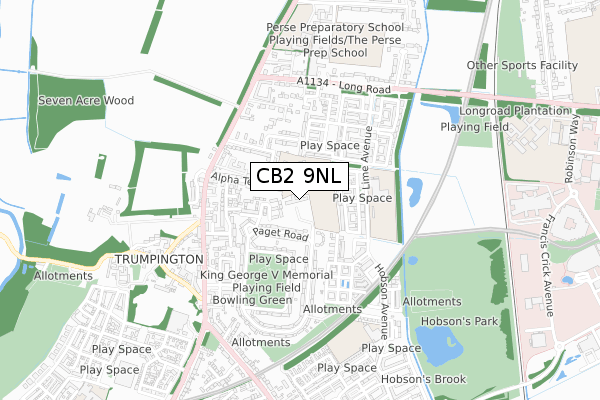 CB2 9NL map - small scale - OS Open Zoomstack (Ordnance Survey)