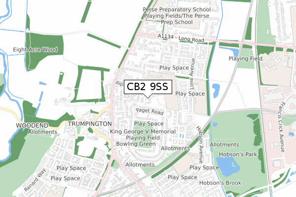 CB2 9SS map - small scale - OS Open Zoomstack (Ordnance Survey)