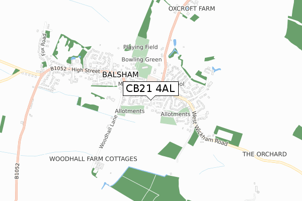 CB21 4AL map - small scale - OS Open Zoomstack (Ordnance Survey)
