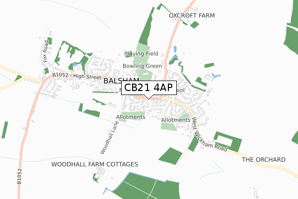 CB21 4AP map - small scale - OS Open Zoomstack (Ordnance Survey)