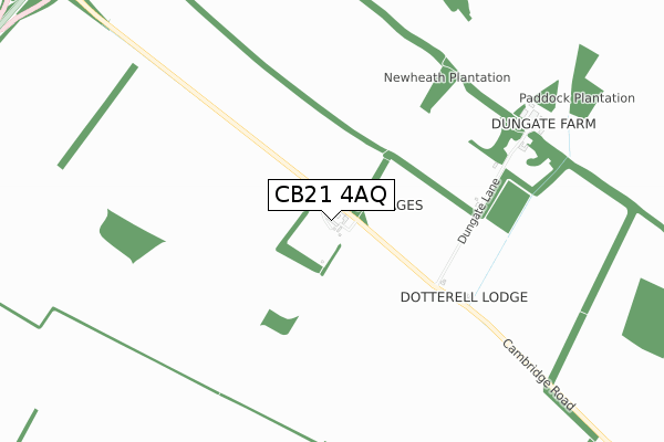 CB21 4AQ map - small scale - OS Open Zoomstack (Ordnance Survey)