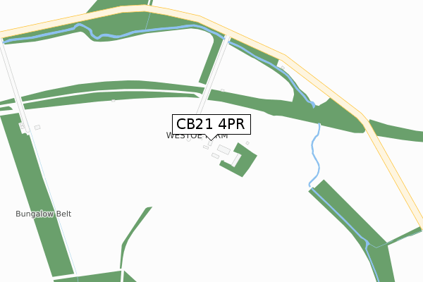 CB21 4PR map - large scale - OS Open Zoomstack (Ordnance Survey)
