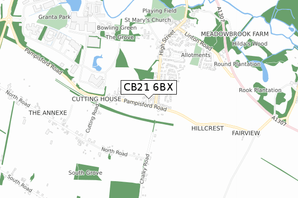 CB21 6BX map - small scale - OS Open Zoomstack (Ordnance Survey) CB21 6BX map - small scale - OS Open Zoomstack (Ordnance Survey)