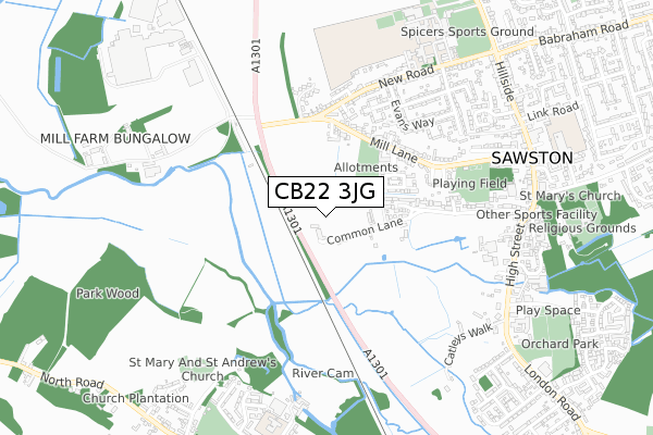 CB22 3JG map - small scale - OS Open Zoomstack (Ordnance Survey) CB22 3JG map - small scale - OS Open Zoomstack (Ordnance Survey)