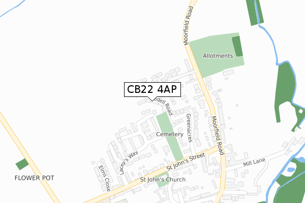 CB22 4AP map - large scale - OS Open Zoomstack (Ordnance Survey)