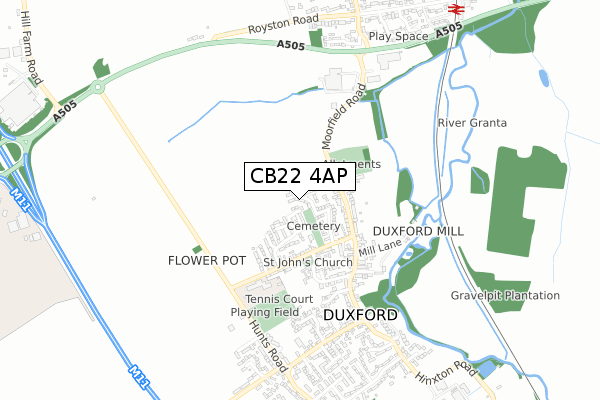 CB22 4AP map - small scale - OS Open Zoomstack (Ordnance Survey)