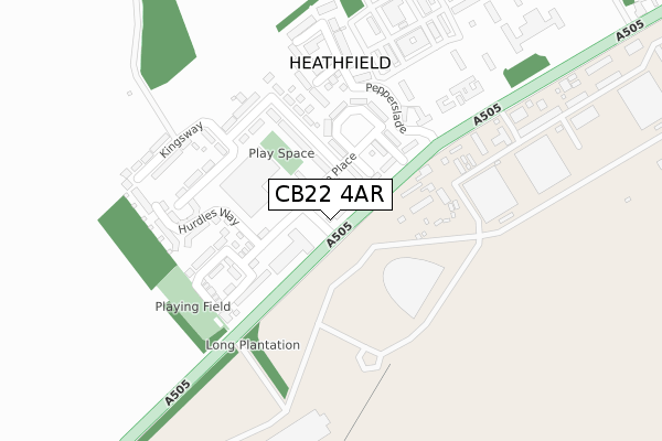 CB22 4AR map - large scale - OS Open Zoomstack (Ordnance Survey)