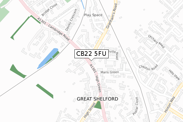 CB22 5FU map - large scale - OS Open Zoomstack (Ordnance Survey)