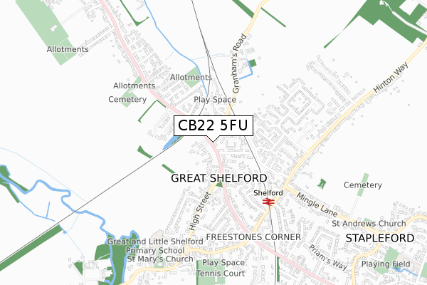 CB22 5FU map - small scale - OS Open Zoomstack (Ordnance Survey) CB22 5FU map - small scale - OS Open Zoomstack (Ordnance Survey)