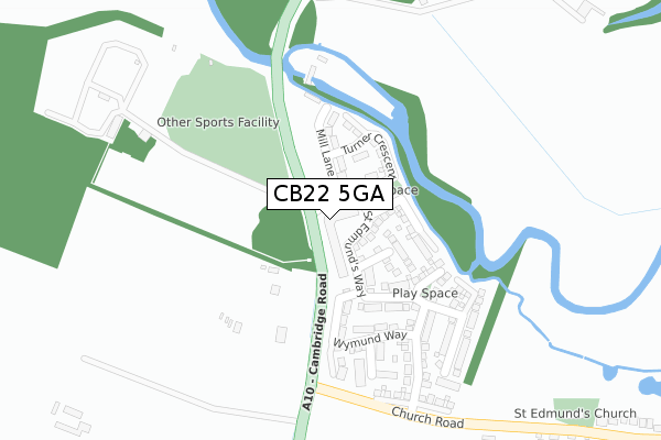 CB22 5GA map - large scale - OS Open Zoomstack (Ordnance Survey)
