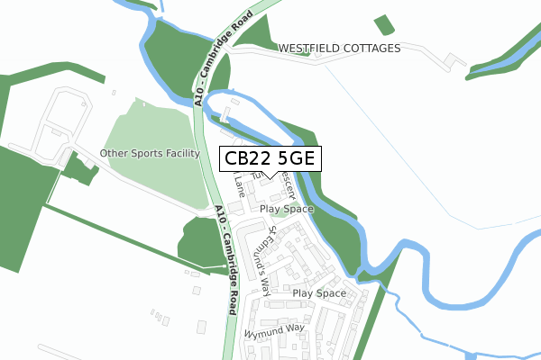 CB22 5GE map - large scale - OS Open Zoomstack (Ordnance Survey)