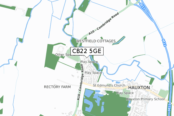 CB22 5GE map - small scale - OS Open Zoomstack (Ordnance Survey)