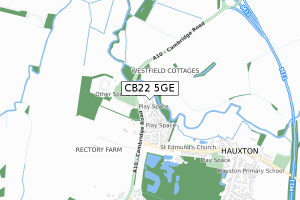 CB22 5GE map - small scale - OS Open Zoomstack (Ordnance Survey) CB22 5GE map - small scale - OS Open Zoomstack (Ordnance Survey)