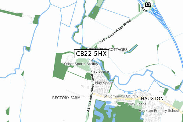 CB22 5HX map - small scale - OS Open Zoomstack (Ordnance Survey) CB22 5HX map - small scale - OS Open Zoomstack (Ordnance Survey)