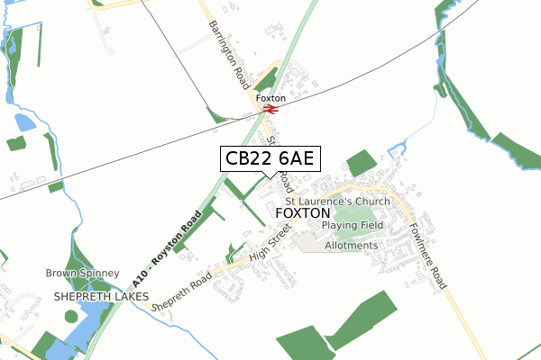 CB22 6AE map - small scale - OS Open Zoomstack (Ordnance Survey)