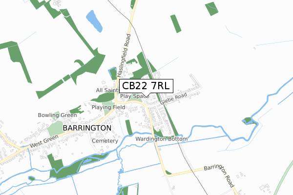 CB22 7RL map - small scale - OS Open Zoomstack (Ordnance Survey)