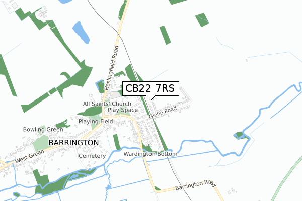 CB22 7RS map - small scale - OS Open Zoomstack (Ordnance Survey)