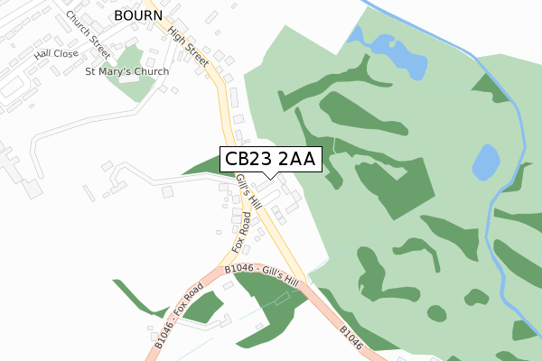 CB23 2AA map - large scale - OS Open Zoomstack (Ordnance Survey)