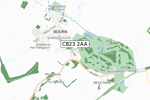 CB23 2AA map - small scale - OS Open Zoomstack (Ordnance Survey)