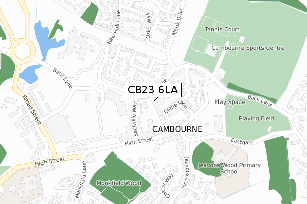 CB23 6LA map - large scale - OS Open Zoomstack (Ordnance Survey)